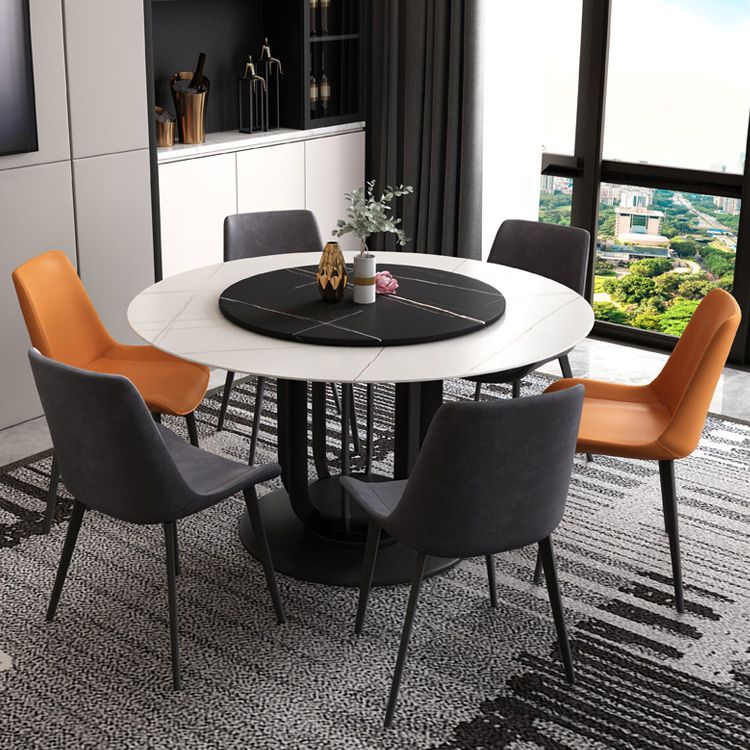 Round Stone Top Dining Table Contemporary Dining Table with Metal Pedestal Base Clearhalo 'Dining Tables & Seating' 'Dining Tables' 'dining_table' 'furn' 'furn_dining_table' 'Furniture' 'Kitchen & Dining Furniture' 1200x1200_053acef1-fd37-446b-bbe2-3d7ece71e2ab