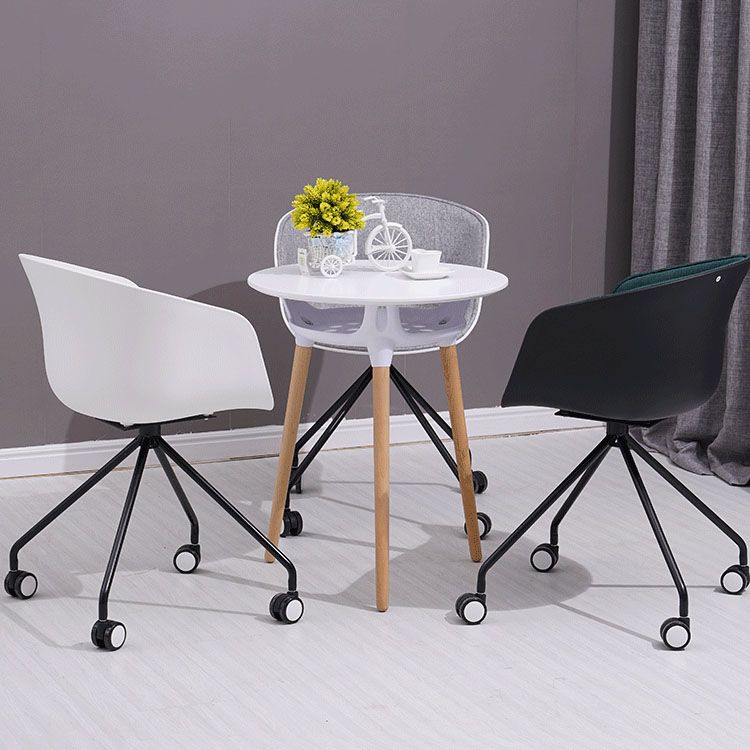 Modern Swivel Solid Back Arm Chair Plastic Matte Finish Dining Chair Clearhalo ' kitchen&dining_furn' 'Dining Chairs' 'Dining Tables & Seating' 'dining_chair' 'furn' 'furn_dining_chair' 'Furniture' 'furniture_dining_chair' 'Kitchen & Dining Furniture' 'kitchen' 1200x1200_053b2d86-869c-4042-9899-463e2b5088f0