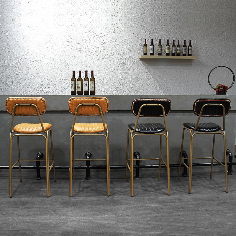 Industrial Leather Distressed Quilted Barstool Indoor Tall Stool with Rectangle Seat Clearhalo 'Bar Furniture' 'Bar Stools' 'bar_stools' 'furniture_bar_stools' 'Kitchen & Dining Furniture' 'kitchen&dining_furn' 'kitchen' 'kitchen_furn' Furniture' 1200x1200_053bab83-9ac3-4212-871d-d4adc8c3138f