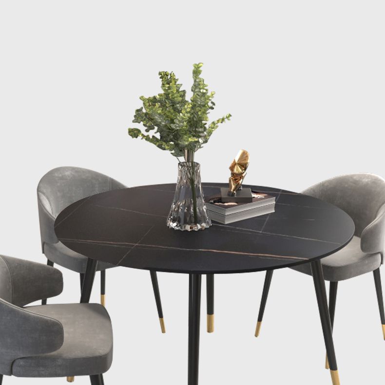 Luxury Style Home Sintered Stone Dining Table 4 Legs Metallic Base Round Table Clearhalo ' dining_table' 'Dining Tables & Seating' 'Dining Tables' 'furn' 'furn_dining_table' 'Furniture' 'furniture_dining_table' 'Kitchen & Dining Furniture' 'kitchen&dining_furn' 'kitchen' 'kitchen_dining_table' 1200x1200_053c2ce9-975c-4332-9347-bdad9c582ea4