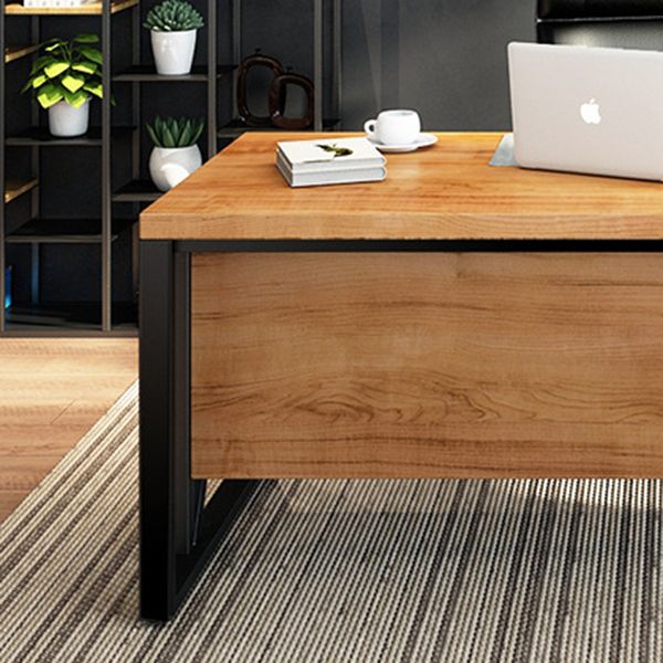 Industrial Pine Wood Dining Table Rectangle Table with Metal Trestle Base Clearhalo ' dining_table' 'Dining Tables & Seating' 'Dining Tables' 'furn' 'furn_dining_table' 'Furniture' 'furniture_dining_table' 'Kitchen & Dining Furniture' 'kitchen&dining_furn' 'kitchen' 'kitchen_dining_table' 1200x1200_053d3505-1d89-44ba-a0c5-a984c727a0fb