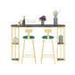 Glam Iron Bar Dining Table Stone Top Oval Indoor Bistro Table with 2-Shelf Clearhalo 'Bar Furniture' 'Bar Tables' 'bar_tables' 'furn' 'furn_bar_tables' 'Furniture' 'furniture_bar_tables' 'Kitchen & Dining Furniture' 1200x1200_053de5a2-6b64-42d4-b2cf-99b00e33f140