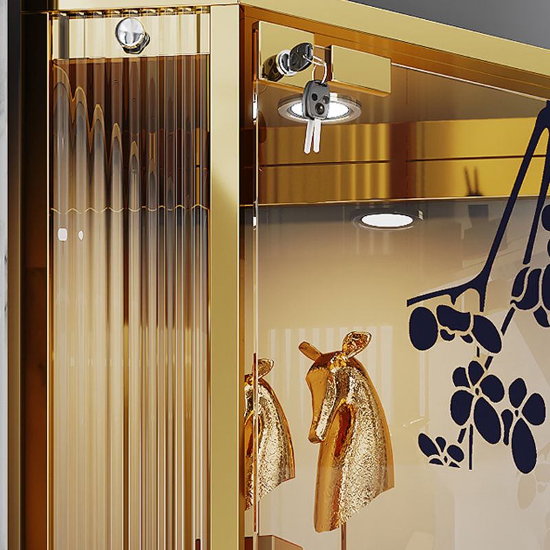 Porte di vetro contemporanea Curio Armadietto Armadietto di stoccaggio in metallo con illuminazione