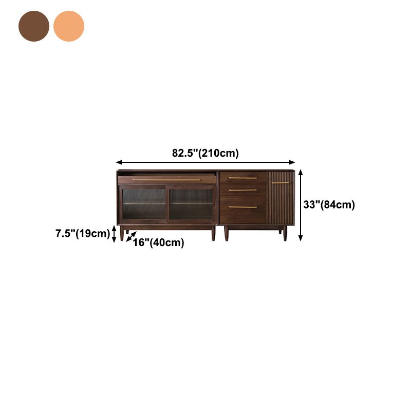 Glam Solid Wood Sideboard Glass Doors Dining Server for Kitchen Clearhalo 'buffet_sideboard' 'Buffets & Sideboards' 'furn' 'furn_buffet_sideboard' 'Furniture' 'Kitchen & Dining Furniture' 1200x1200_05412967-ee47-4571-9f52-7a4a5fe8710f