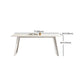 Modern Rectangle Dining Table White Stone Tabletop with Metal Sled Base
