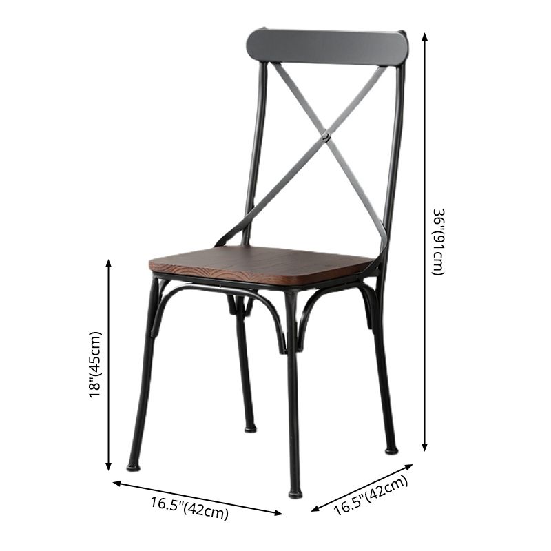 Industrial Coffee Shop Metal Side Chair Black Cross Back Folding Chair Clearhalo ' kitchen&dining_furn' 'Dining Chairs' 'Dining Tables & Seating' 'dining_chair' 'furn' 'furn_dining_chair' 'Furniture' 'furniture_dining_chair' 'Kitchen & Dining Furniture' 'kitchen' 1200x1200_05461316-2aa2-4046-a401-604457bf0238