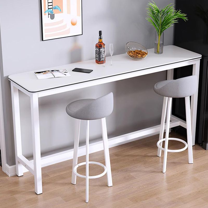 Matte Finish Faux Wood Bar Table Modern Pub Table with Metal Frame Clearhalo 'Bar Furniture' 'Bar Tables' 'bar_tables' 'furn' 'furn_bar_tables' 'Furniture' 'Kitchen & Dining Furniture' 1200x1200_0547d556-03f7-46aa-8c93-1c7fb0adf28c