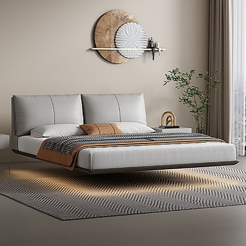 Testiera imbottita in stile moderno/letto di sospensione in pelle grigia bianca
