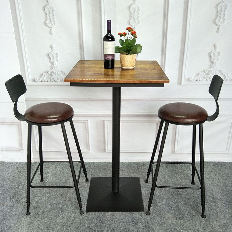 Industrial Black Iron Bar Table Natural Wood Top Indoor 41.3"H Bistro Table with Pedestal Clearhalo 'Bar Furniture' 'Bar Tables' 'bar_tables' 'furn' 'furn_bar_tables' 'Furniture' 'furniture_bar_tables' 'Kitchen & Dining Furniture' 'kitchen&dining_furn' 'kitchen' 1200x1200_054c26d0-34d2-4492-8a87-f676dbeabc57