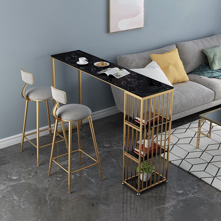 Glam Style Bar Table Artificial Marble Pub Table with Shelf for Living Room, Only Table Clearhalo 'Bar Furniture' 'Bar Tables' 'bar_tables' 'furn' 'furn_bar_tables' 'Furniture' 'furniture_bar_tables' 'Kitchen & Dining Furniture' 1200x1200_054ca08c-3135-435e-bc29-dc02372932af