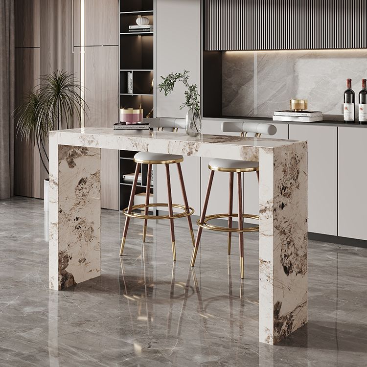 Moderner Bar-Esstisch, rechteckiger Stein-Bartisch für das Wohnzimmer
