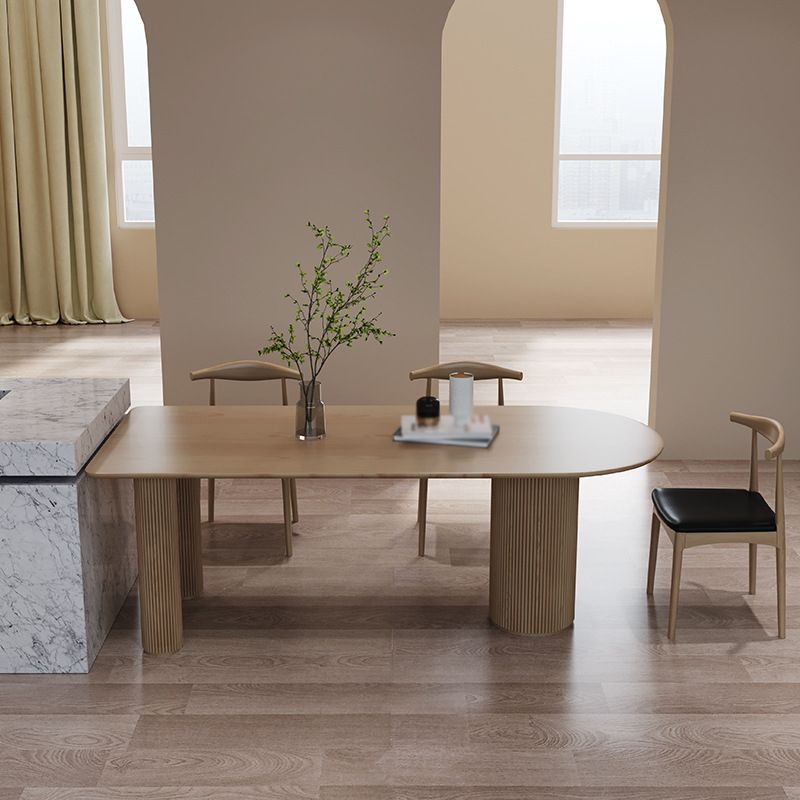 Solid Wood Contemporary Free Form Dining Table Pine Wood Top Table with 3 Legs