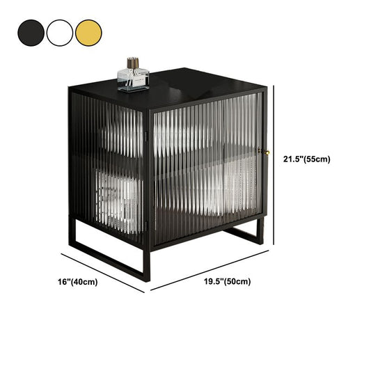 21.65 "Mesa de noche moderna de alto gabinete de metal blanco / blanco