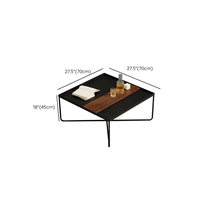 Black Rectangle / Square Tray Top Coffee Table Iron Cross Legs Cocktail Table