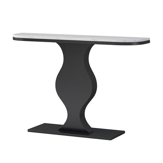 Modern 11.81" W Console Table Stone Half Moon Accent Table for Hall