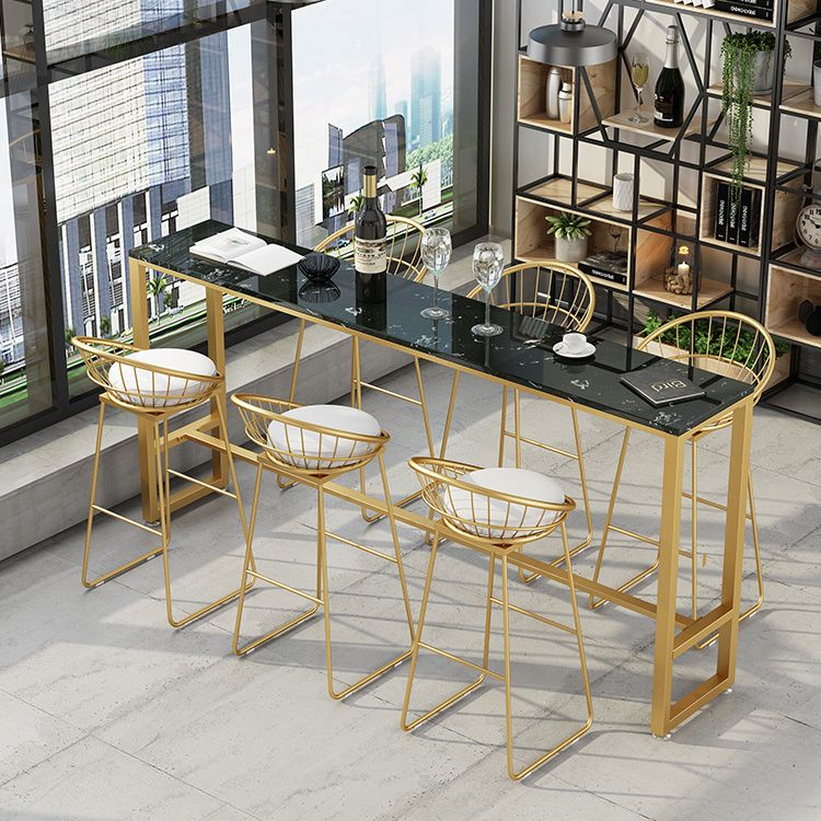 Glam Pub Table Bar Height Faux Marble Rectangle Bar Table for Indoor Clearhalo 'Bar Furniture' 'Bar Tables' 'bar_tables' 'furn' 'furn_bar_tables' 'Furniture' 'Kitchen & Dining Furniture' 1200x1200_0553ee89-29db-461a-8135-fb79bf3069ad