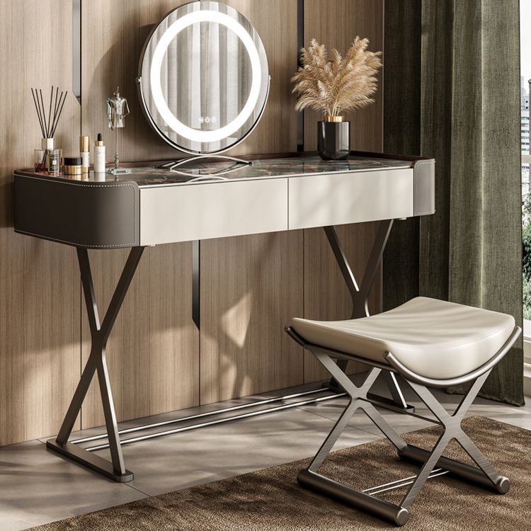 Dresser Makeup Counter With 2 Storage Drawers and Stool for Bedroom Clearhalo 'Bedroom Furniture' 'furn' 'furn_makeup_vanities' 'Furniture' 'Makeup Vanities' 'makeup_vanities' 1200x1200_05543e7f-a627-4fbd-9585-9cef72564b7f