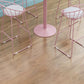 1/3/4/5 Piezas Mesa de barra de color rosa industrial Juego de bistro redondo con tapa de mármol de imitación blanca