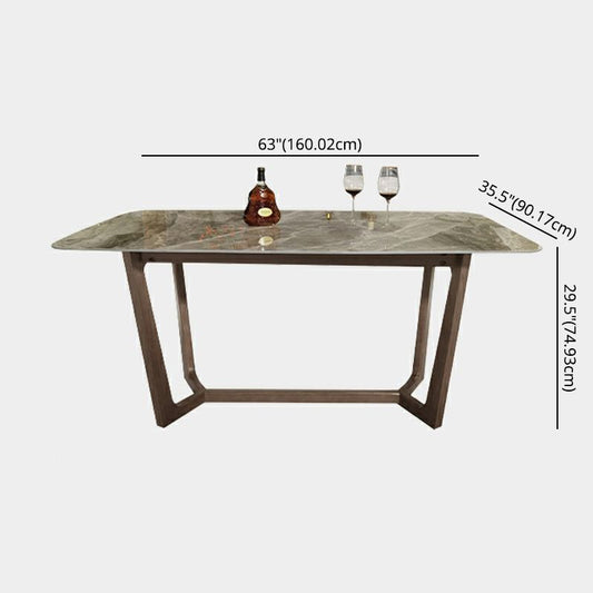 Contemporary Style Sintered Stone Dining Table with Grey Fixed Table and Trestle Base Clearhalo 'Dining Room Sets' 'Dining Tables & Seating' 'dining_room_set' 'furn' 'furn_dining_room_set' 'Furniture' 'furniture_dining_room_set' 'Kitchen & Dining Furniture' 'kitchen&dining_furn' 'kitchen' 1200x1200_0557bce0-728e-4581-a6a1-8fe840af5536
