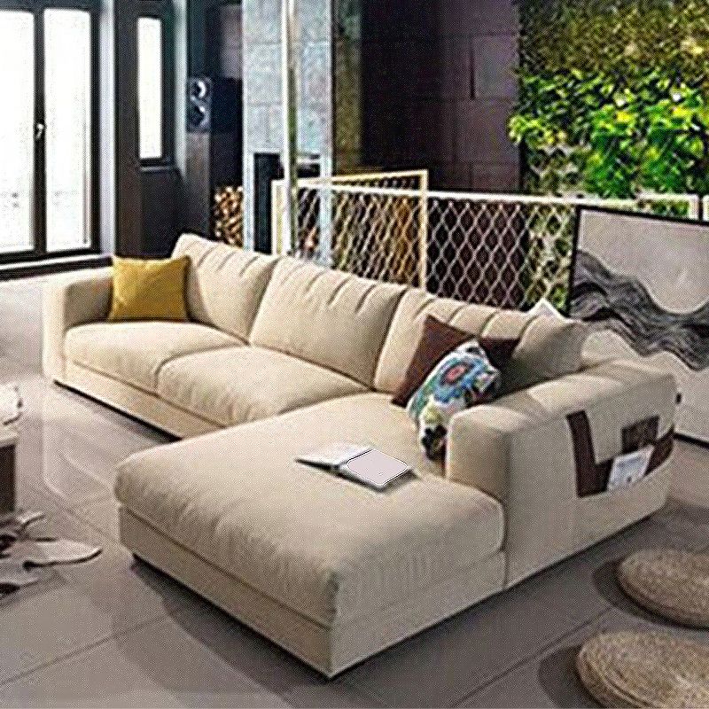 Sofá estacionaria moderna de algodón 4 asientos Sofá y chaise