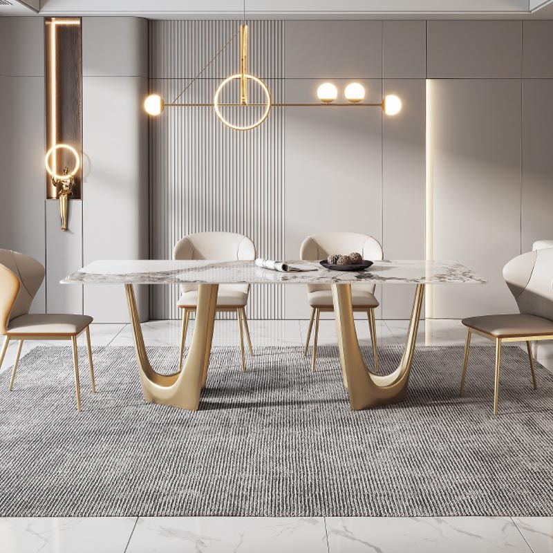 Designer Style Sintered Stone Top Dining Table Set Rectangular 1/4/5/7 Pieces Dining Set Clearhalo 'Dining Room Sets' 'Dining Tables & Seating' 'dining_room_set' 'furn' 'furn_dining_room_set' 'Furniture' 'Kitchen & Dining Furniture' 1200x1200_05589d23-a8bc-45f8-b80a-ee5e00d8dc97