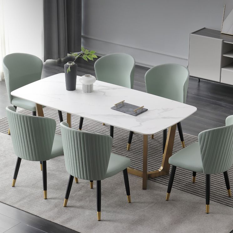 Luxury Sintered Stone Dining Table Rectangle Table with Metal Trestle Base Clearhalo ' dining_table' 'Dining Tables & Seating' 'Dining Tables' 'furn' 'furn_dining_table' 'Furniture' 'furniture_dining_table' 'Kitchen & Dining Furniture' 'kitchen&dining_furn' 'kitchen' 'kitchen_dining_table' 1200x1200_0558dc69-a72e-401c-ab75-83bb1f5687c9