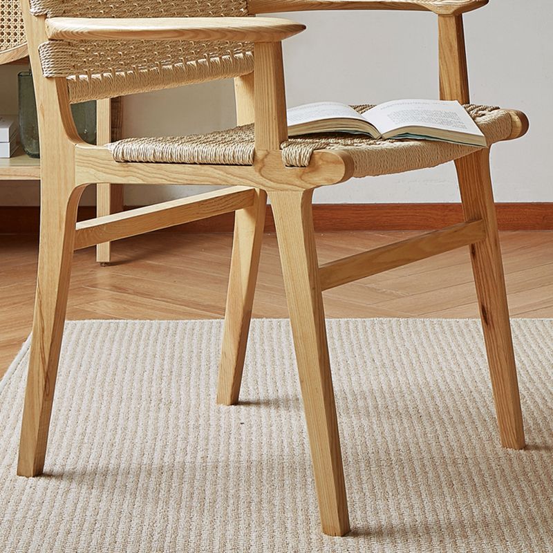 Solid Wood Lounge Chair Woven Back Side Chair with Wooden Legs Clearhalo 'Accent Chairs' 'accent_chairs' 'Chairs & Seating' 'furn' 'furn_accent_chairs' 'Furniture' 'Living Room Furniture' 1200x1200_0559dd93-d3e3-4869-909d-e19e8ae12619