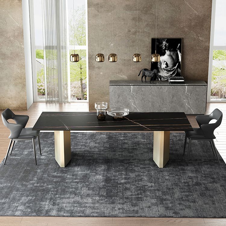 Metal Traditional Luxury Rectangle Table Black Sintered Stone Top Table for Dining Room Clearhalo ' dining_table' 'Dining Tables & Seating' 'Dining Tables' 'furn' 'furn_dining_table' 'Furniture' 'furniture_dining_table' 'Kitchen & Dining Furniture' 'kitchen&dining_furn' 'kitchen' 'kitchen_dining_table' 1200x1200_0559f917-76f3-46b7-9538-69bc09080625