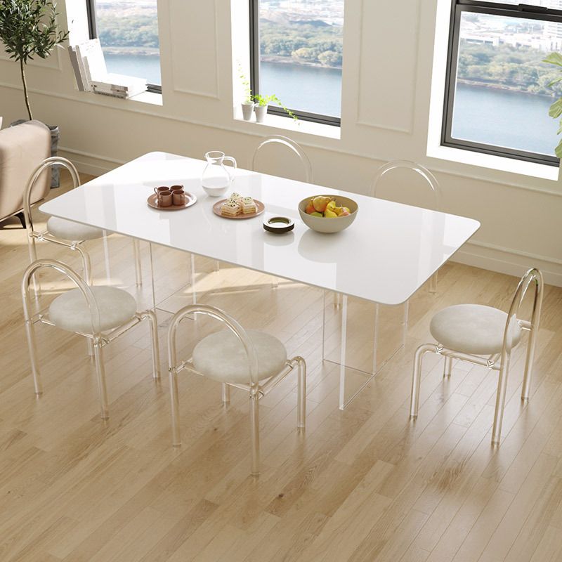 Simplicity Dinette Tafel Rechthoekige stenen eettafel in wit