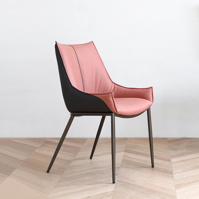 Sedie da pranzo in pelle finta contemporanea sedie laterali con gambe in metallo per cucina