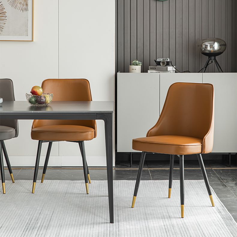 Contemporary Dining Chair Solid Back Chair with 4 Metal Legs for Home Use Clearhalo ' kitchen&dining_furn' 'Dining Chairs' 'Dining Tables & Seating' 'dining_chair' 'furn' 'furn_dining_chair' 'Furniture' 'furniture_dining_chair' 'Kitchen & Dining Furniture' 'kitchen' 1200x1200_055c21a2-8f80-4a7b-ba69-297d1cca121a
