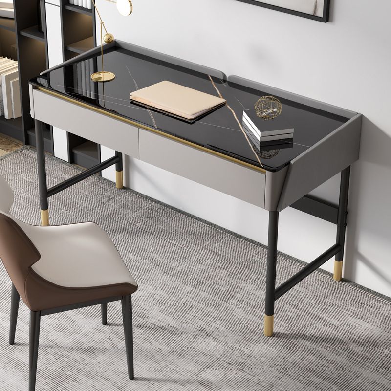 Glam Office Desk Antique Finish Computer Desk mit 2 Schubladen