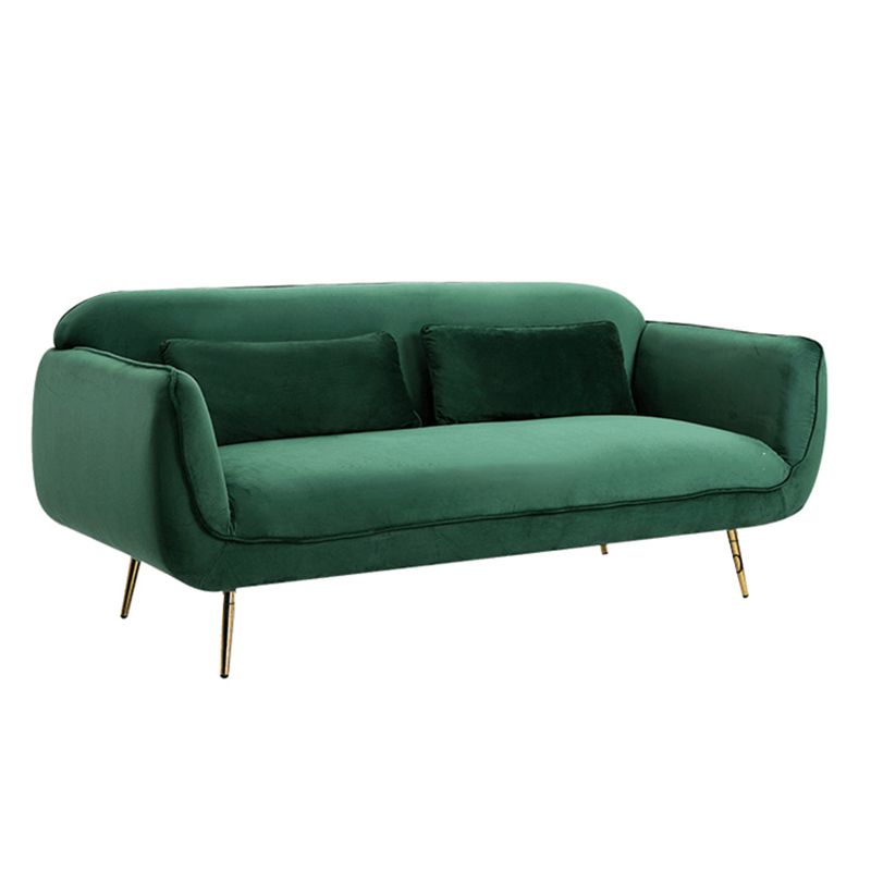 Velvet Modern Standard Tight Back Sofa 30"W Square Arm with Bolster Pillows Clearhalo 'furn' 'furn_sofas' 'Furniture' 'furniture_sofas' 'kitchen' 'kitchen_sofas' 'Living Room Furniture' 'Sofa' 'sofas' 1200x1200_055ef729-a093-4f4f-8f92-853c8f317e4c