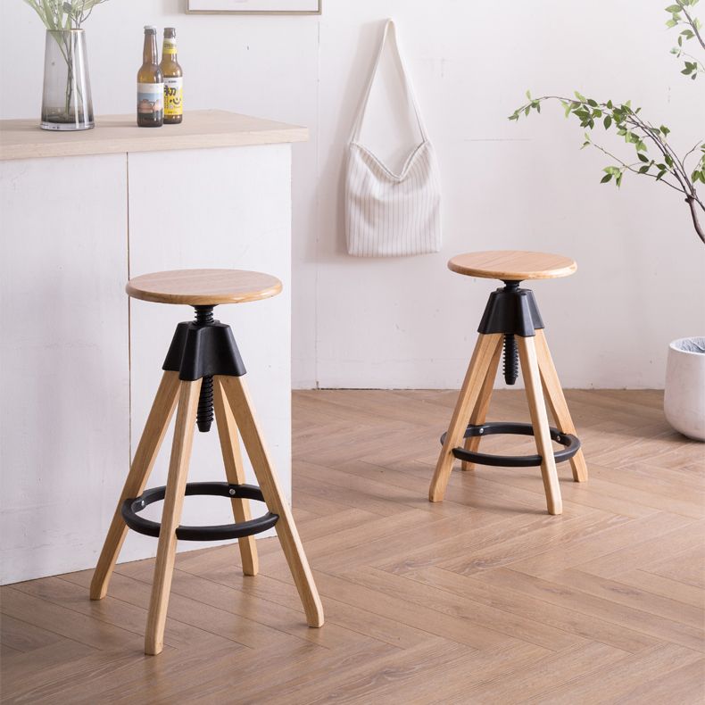 Adjustable Height Counter Stools Industrial Wood Bar Stools with Round Seat Clearhalo 'Bar Furniture' 'Bar Stools' 'bar_stools' 'furn' 'furn_bar_stools' 'furniture_bar_stools' 'Kitchen & Dining Furniture' 'kitchen&dining_furn' 'kitchen' 'kitchen_furn' Furniture' 1200x1200_056015db-38b4-4a51-b9f2-d39bf897fbe9