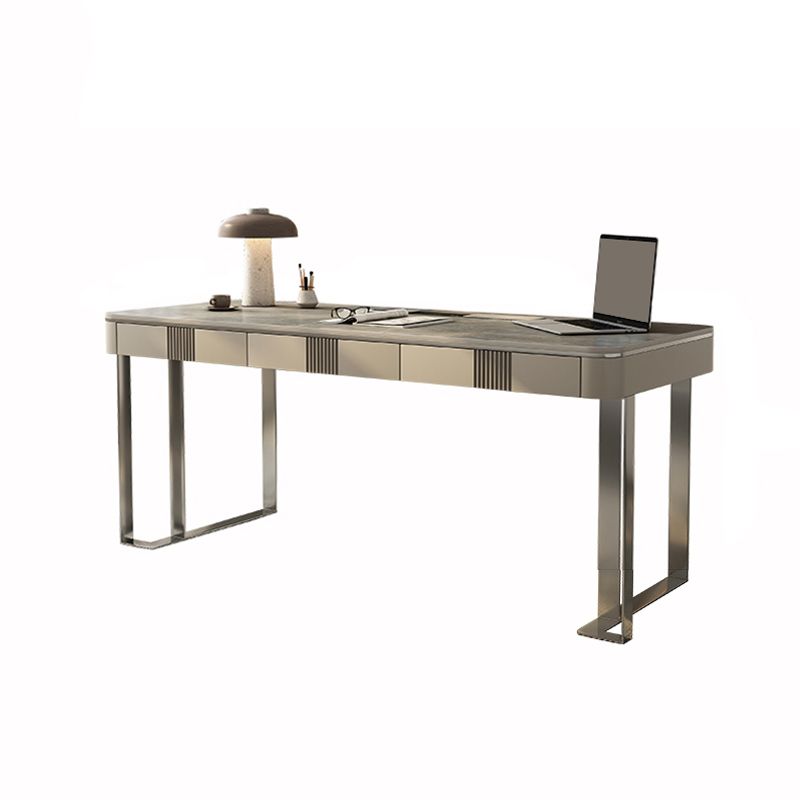 Rechthoek Stone Top Office Desk Modern Style Gray Writing Desk voor kantoor