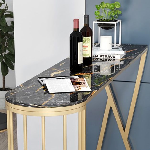 Glam Style Bar Table Stone Top Pub Table with Cabinet for Dining Room Clearhalo 'Bar Furniture' 'Bar Tables' 'bar_tables' 'furn' 'furn_bar_tables' 'Furniture' 'furniture_bar_tables' 'Kitchen & Dining Furniture' 1200x1200_056079d1-6be1-4308-bf6e-dec4cb239ead