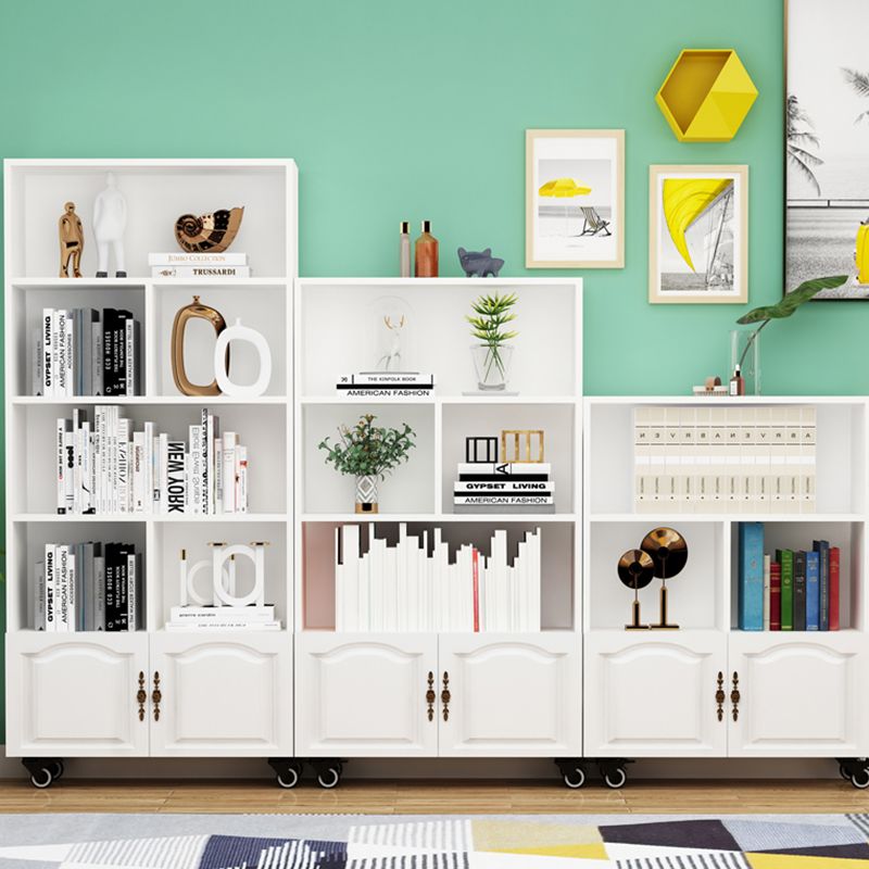 Contemporary Standard Bookcase Vertical Closed Back Bookshelf with Wheels Clearhalo 'Bookcases' 'furn' 'furn_bookcases' 'Furniture' 'Office Furniture' 1200x1200_0560f618-eb25-450d-b48b-d41a89b20975
