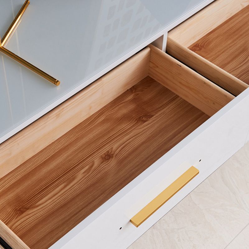 Glam TV Media Stand Glass Enclosed Storage TV Stand Console with Drawers Clearhalo 'furn' 'furn_tv_stands_entertainment_centers' 'Furniture' 'Living Room Furniture' 'TV Stands & Entertainment Centers' 'TV Stands & Media Storage Furniture' 'tv_stands_entertainment_centers' 1200x1200_0561aa43-432b-49a8-b9df-58fccc07454e