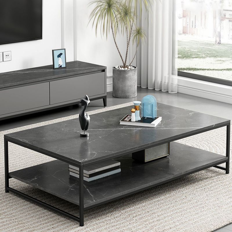 Rectangle Cocktail Table Frame Single Coffee Table with Shelf Clearhalo 'Coffee & Accent Tables' 'Coffee Tables' 'coffee_tables' 'furn' 'furn_coffee_tables' 'Furniture' 'Living Room Furniture' 1200x1200_05641b1c-6827-4064-aed6-a240b6313d3c