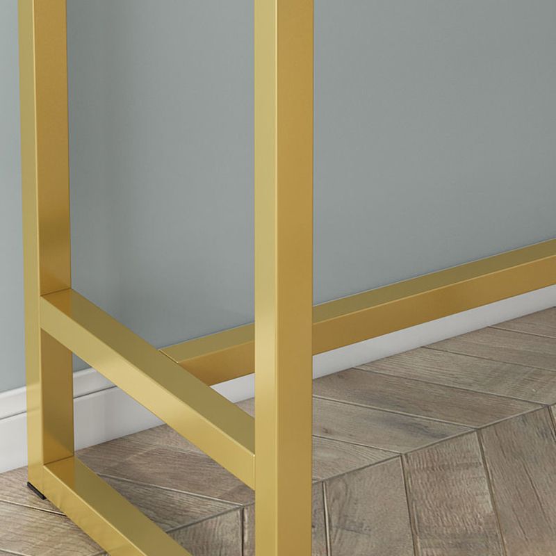 Bistro-Bartisch mit Holzplatte, rechteckiger Bartisch mit goldfarbener Basis für zu Hause