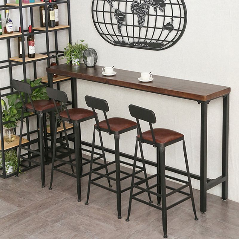 Industrial Brown Pub Table Rectangle Solid Wood Bar Height Table with Trestle Base Clearhalo 'Bar Furniture' 'Bar Tables' 'bar_tables' 'furn' 'furn_bar_tables' 'Furniture' 'Kitchen & Dining Furniture' 1200x1200_0567f57f-466f-4d64-acaa-7c52b6db2152