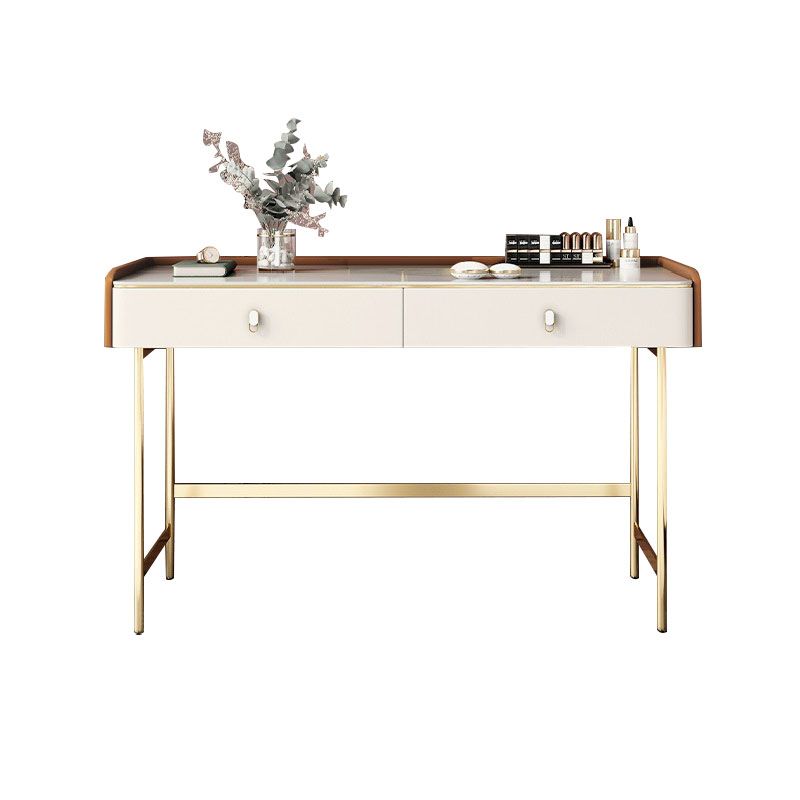 Luxurious tocador de tocador 2 cajones de almacenamiento con base de oro en blanco