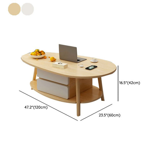 Contemporary Wooden Single Coffee Table 4 Legs Cocktail Table