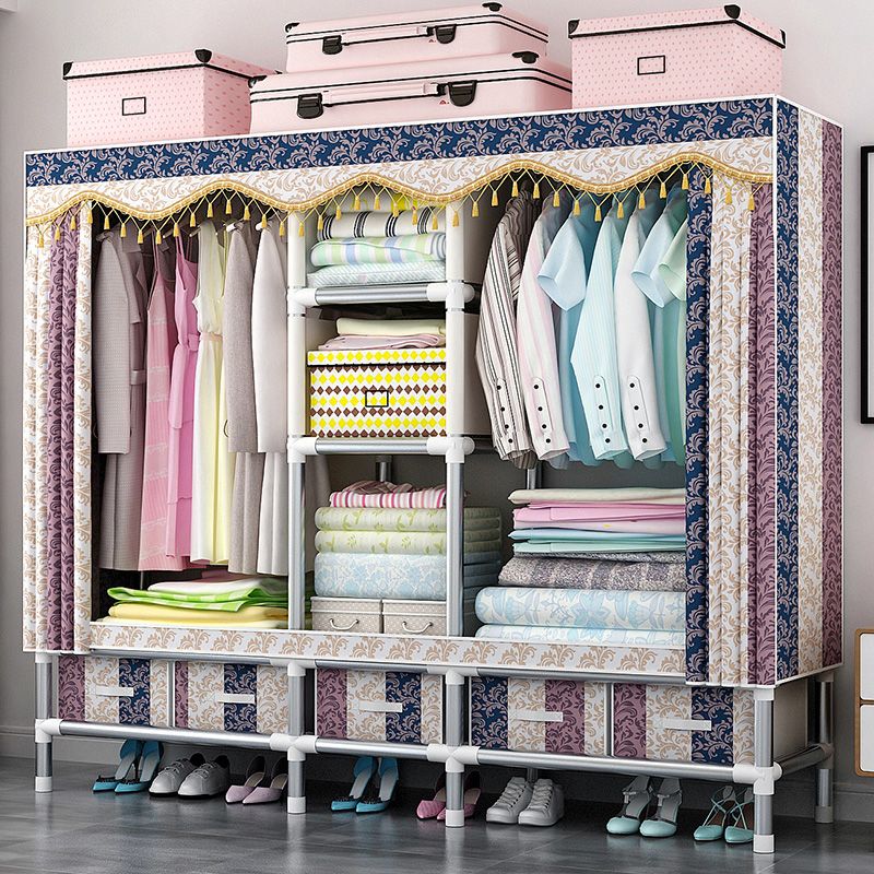 Rectangular Metal Wardrobe Industrial Style Simple Bedroom Wardrobe Closet Clearhalo 'Armoires & Wardrobes' 'armoires_wardrobes' 'Bedroom Furniture' 'furn' 'furn_armoires_wardrobes' 'Furniture' 1200x1200_056cbb63-56bb-4610-a76f-cb1eefac104e