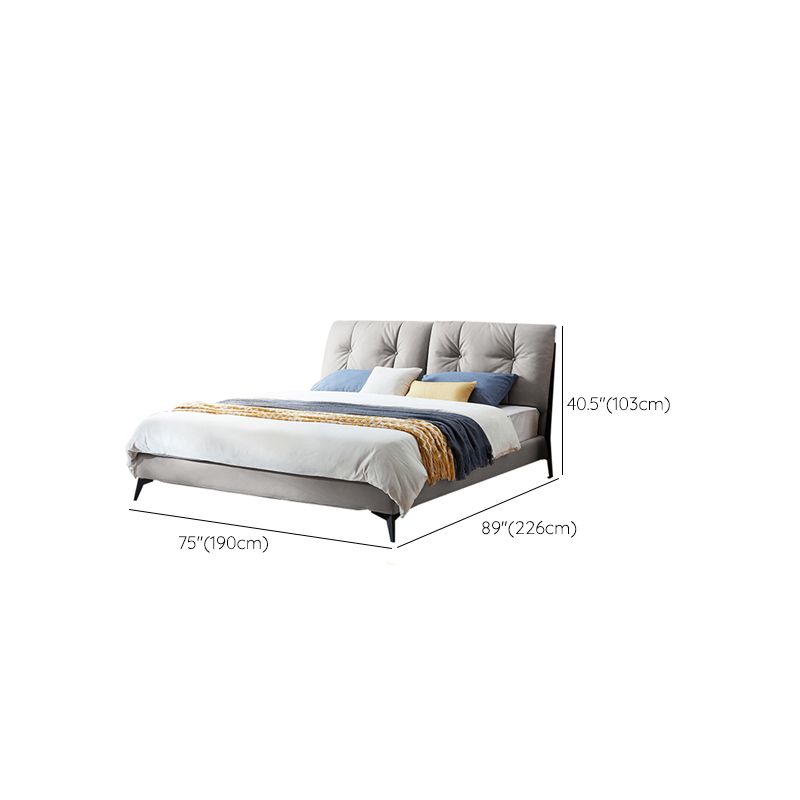Letto standard grigio da 40,55 "con materasso con headboard rivestito