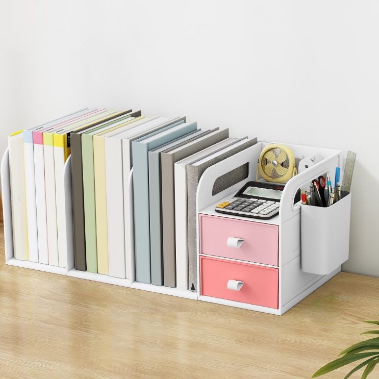 Modern Standard Plastic Bookcase Closed Back Bookshelf for Desk