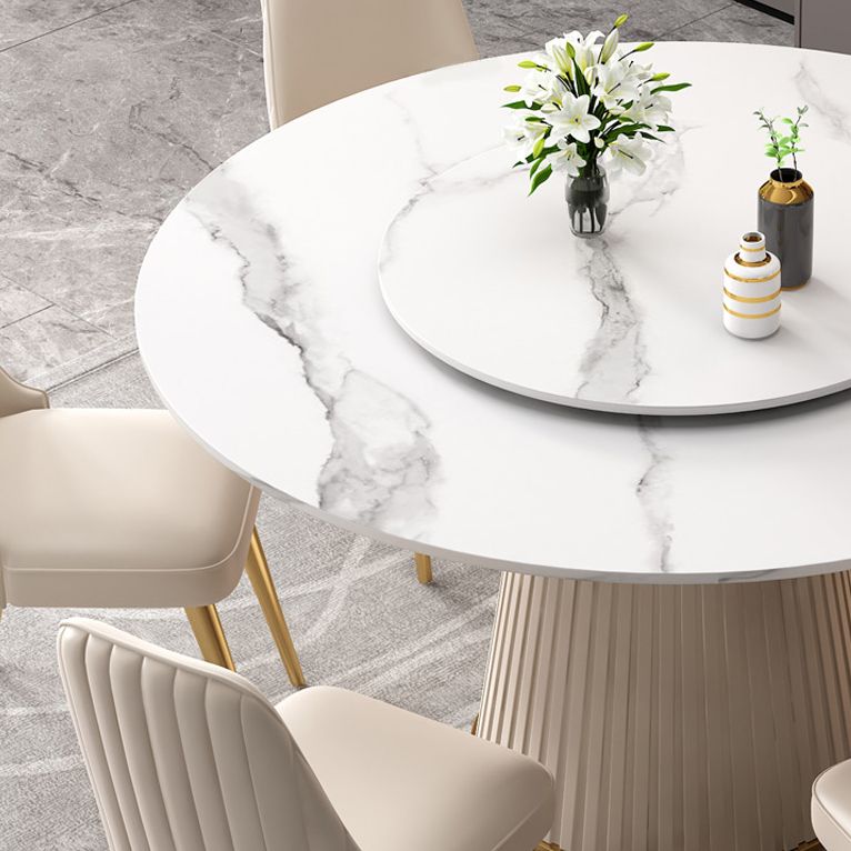 Scandinavian Sintered Stone Table Set of 5/7 with White Round Table Dining Set with Leather Chairs Clearhalo 'Dining Room Sets' 'Dining Tables & Seating' 'dining_room_set' 'furn' 'furn_dining_room_set' 'Furniture' 'furniture_dining_room_set' 'Kitchen & Dining Furniture' 'kitchen&dining_furn' 'kitchen' 1200x1200_056e115f-a532-486f-a0ce-e7c683b3d6b2