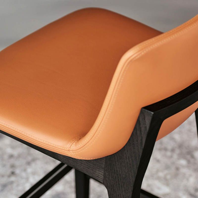 Contemporary 38.5-inch Armless Bar Stool with Solid Wood Base