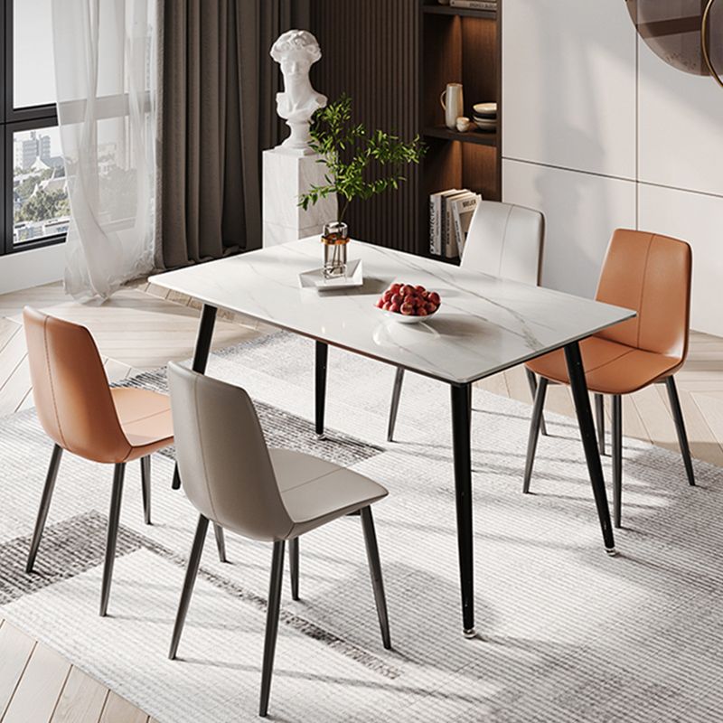 Modern Rectangle Dining Table for Home White Dinette Table with 4 Legs Clearhalo 'Dining Tables & Seating' 'Dining Tables' 'dining_table' 'furn' 'furn_dining_table' 'Furniture' 'Kitchen & Dining Furniture' 1200x1200_056eff54-bb04-428e-8236-a859e473e0c3