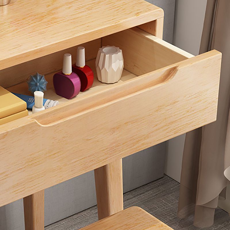 15.74 "Tocador de tocador ancho con cajón de tocador de maquillaje de madera maciza con espejo y taburetes